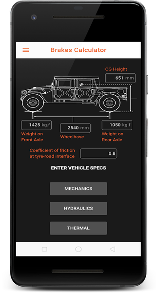 Brakes Calculator - عکس برنامه موبایلی اندروید