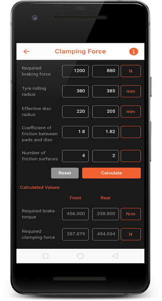 Brakes Calculator - عکس برنامه موبایلی اندروید