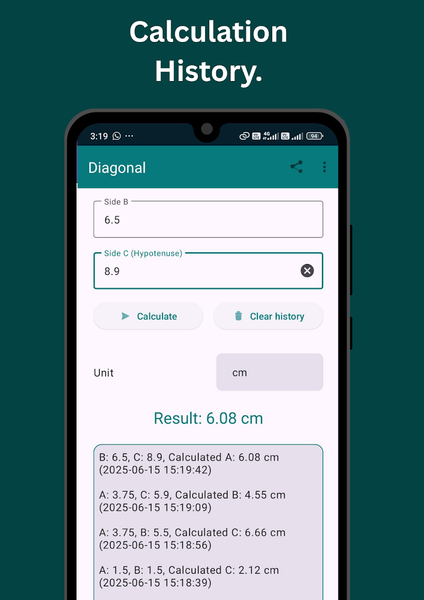Diagonal Calculator - عکس برنامه موبایلی اندروید
