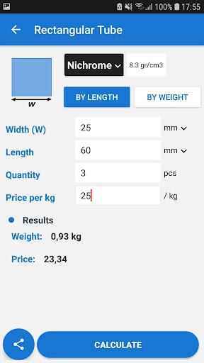 Metal Weight Calculator - عکس برنامه موبایلی اندروید