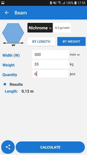Metal Weight Calculator - عکس برنامه موبایلی اندروید