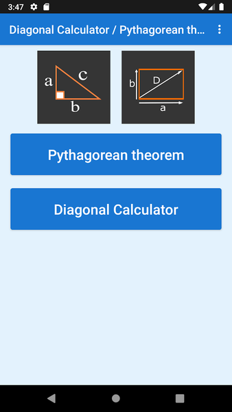 Pythagorean theorem calculator - عکس برنامه موبایلی اندروید