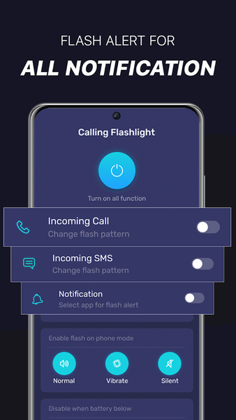 Flash alert: flash on call sms - عکس برنامه موبایلی اندروید