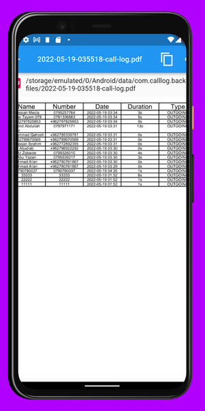 Calls to PDF – Export & Backup - عکس برنامه موبایلی اندروید