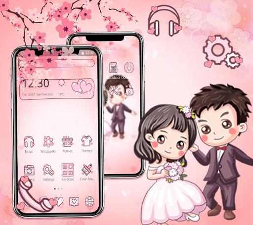 Cartoon Couple Love Wedding Theme - Image screenshot of android app