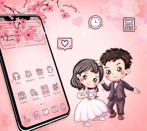 Cartoon Couple Love Wedding Theme - Image screenshot of android app