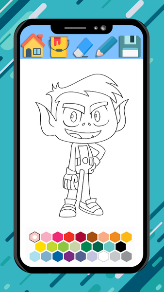 Teen Titans coloring cartoon - Gameplay image of android game