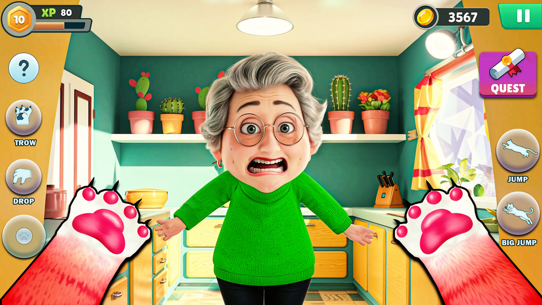 Angry Gran VS Naughty Cat Sim - Gameplay image of android game