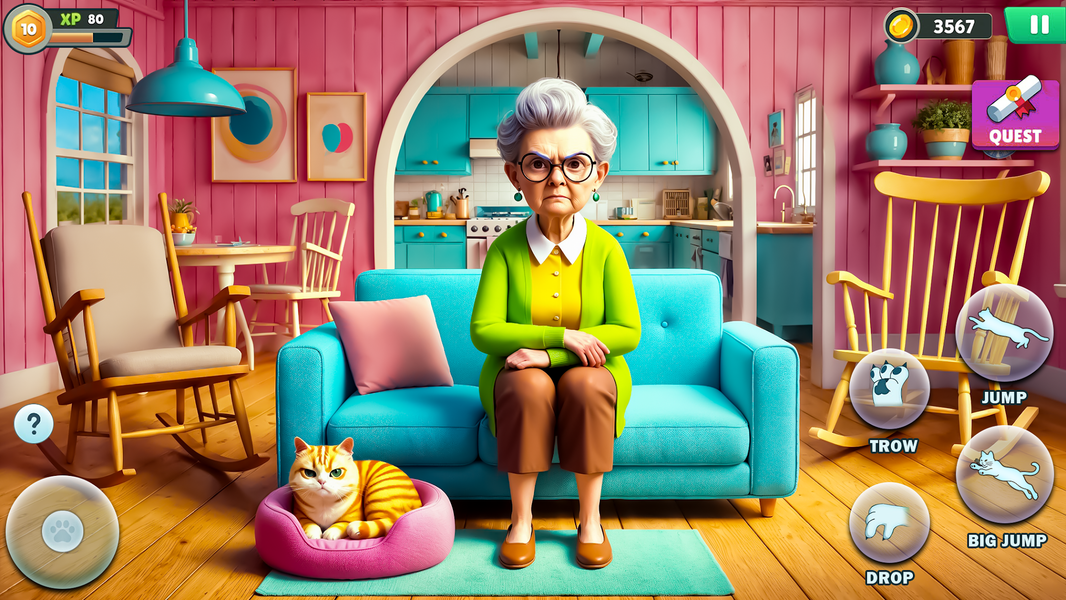 Angry Gran VS Naughty Cat Sim - عکس بازی موبایلی اندروید