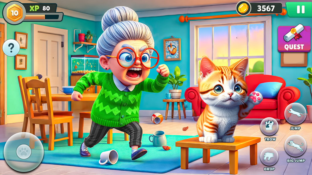 Angry Gran VS Naughty Cat Sim - عکس بازی موبایلی اندروید