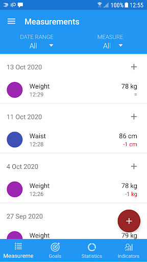 Body measurements - weight, BM - Image screenshot of android app