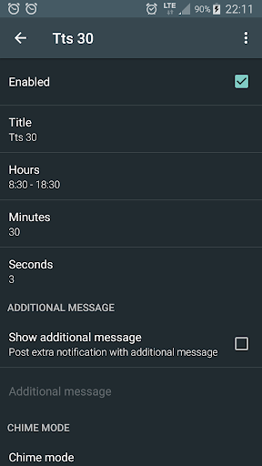 Hourly chime - Image screenshot of android app