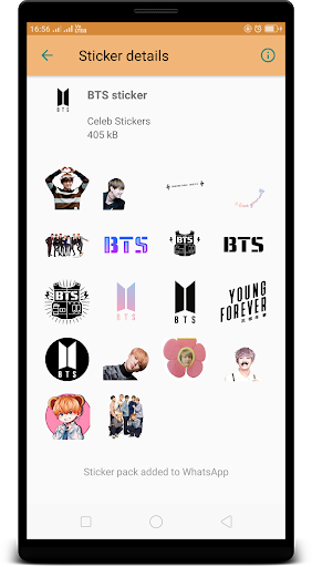 BTS K-pop WAStickerApps : Stickers for Whatsapp - Image screenshot of android app