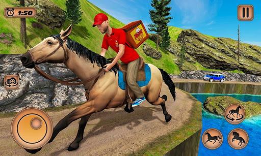 Mounted Horse Riding Pizza - Gameplay image of android game