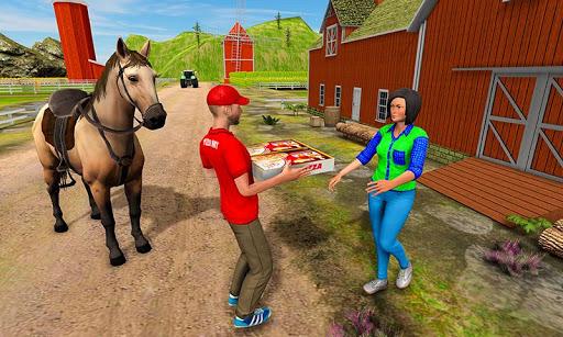 Mounted Horse Riding Pizza - Gameplay image of android game