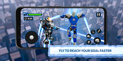 Ice Superhero Flying Robot - Fighting Games - Gameplay image of android game