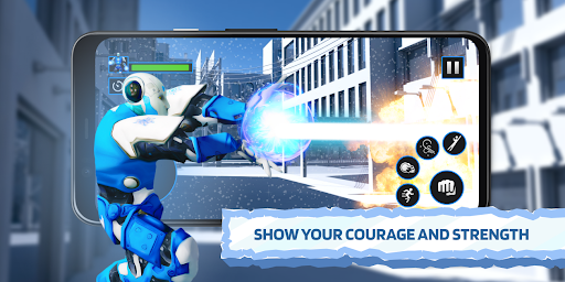 Ice Superhero Flying Robot - Fighting Games - Gameplay image of android game