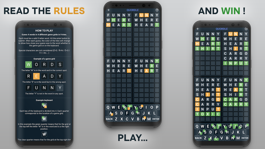 Quordle: Word Puzzle Challenge - Gameplay image of android game