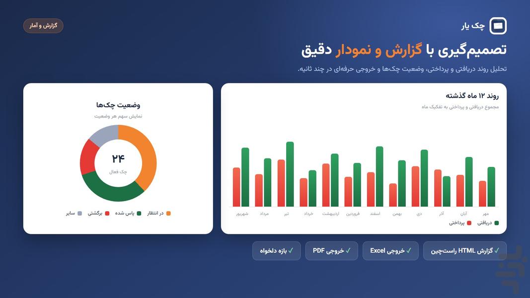 چک یار | مدیریت چک صیادی - عکس برنامه موبایلی اندروید