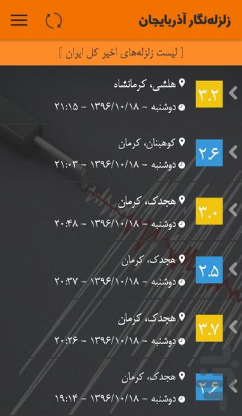 زلزله‌نگار آذربایجان - عکس برنامه موبایلی اندروید