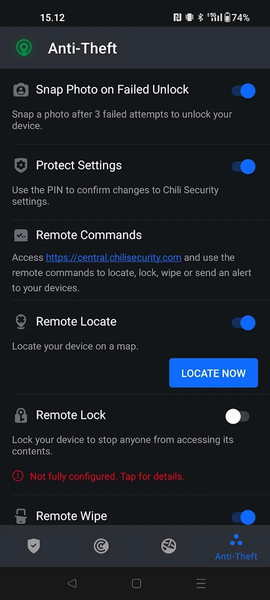 Chili Security for Android - عکس برنامه موبایلی اندروید