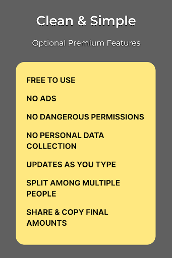 Tip Calculator — Clean, Simple - Image screenshot of android app