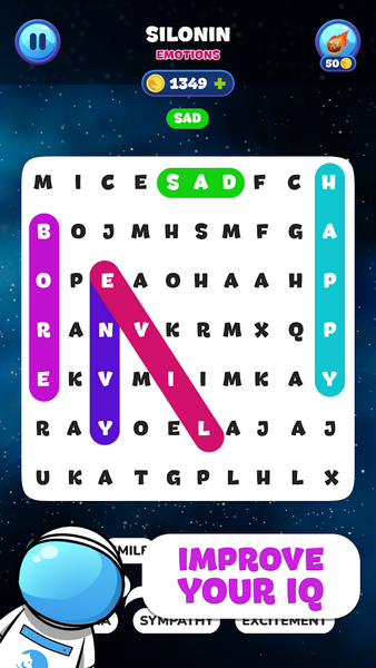 Word Search Puzzle: Space Up - عکس بازی موبایلی اندروید