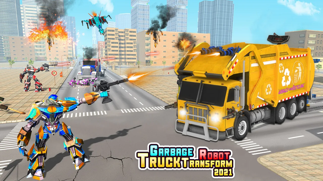 Garbage Truck Robot Wars Games - Gameplay image of android game