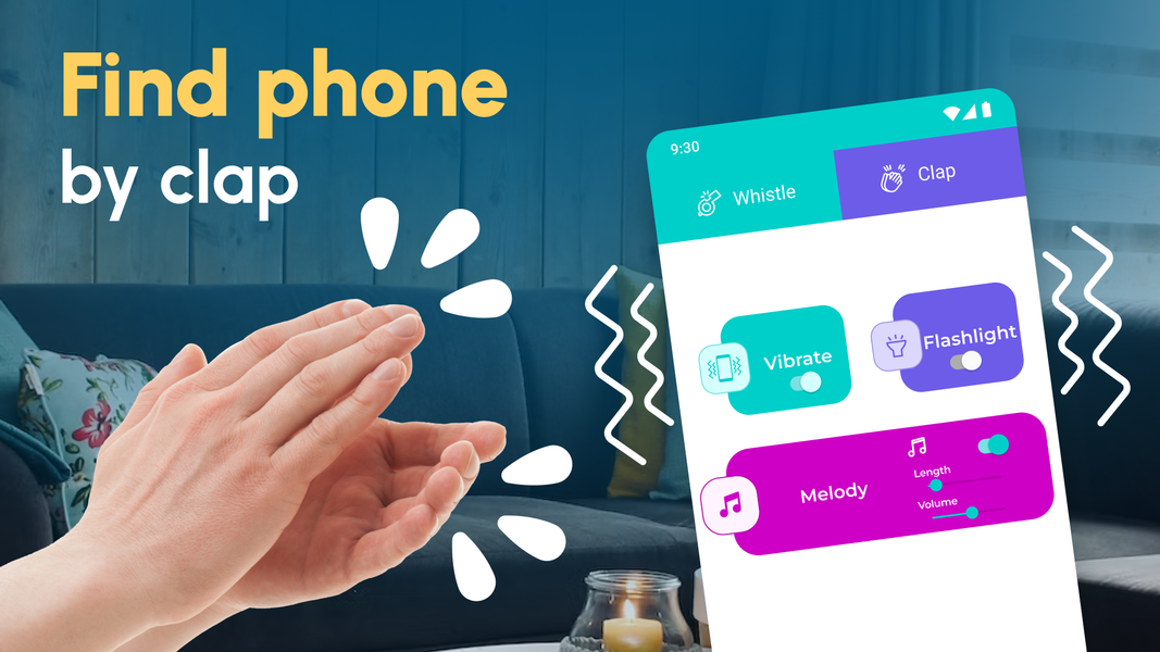 Clap to Find My Phone: Whistle - عکس برنامه موبایلی اندروید