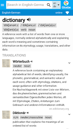 Multilang Dictionary Glosbe - عکس برنامه موبایلی اندروید
