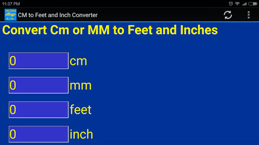 cm, mm to inch, feet, meter converter tool - Image screenshot of android app