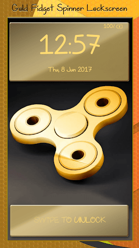 Gold Fidget Spinner Lockscreen - Image screenshot of android app