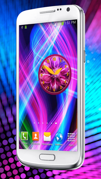 Neon Flowers Clock - Image screenshot of android app