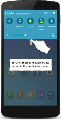 Install the MobileData button - Image screenshot of android app