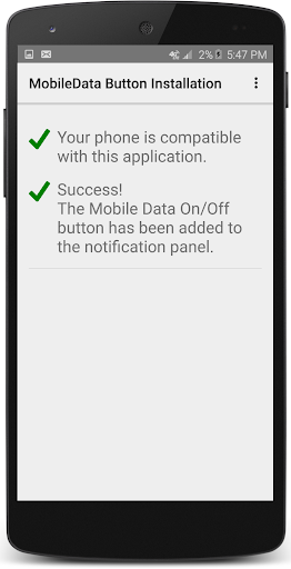 Install the MobileData button - Image screenshot of android app