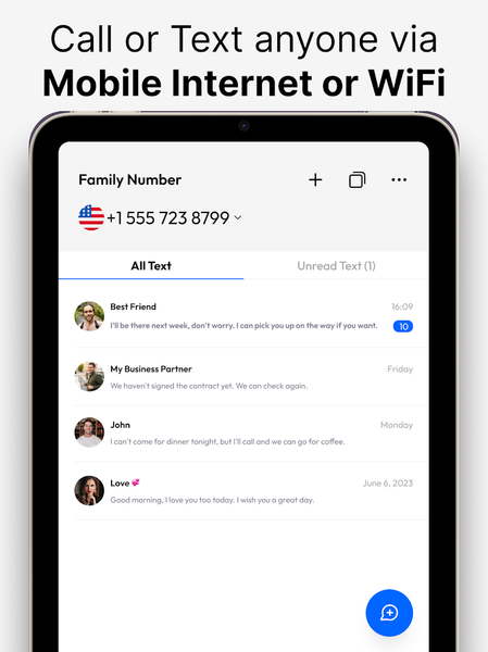 Text &Call Second Phone Number - عکس برنامه موبایلی اندروید