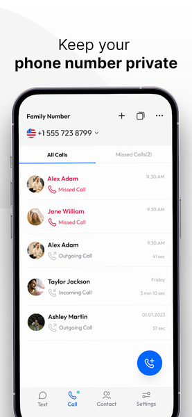 Text &Call Second Phone Number - عکس برنامه موبایلی اندروید
