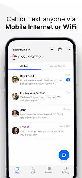 Text &Call Second Phone Number - عکس برنامه موبایلی اندروید