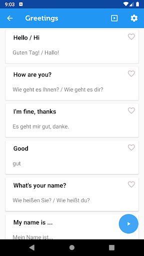 Learn German Phrasebook - Image screenshot of android app