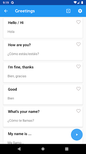 Learn Spanish Phrasebook - Image screenshot of android app