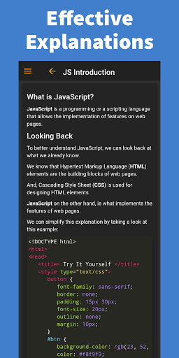 Learn JavaScript - عکس برنامه موبایلی اندروید