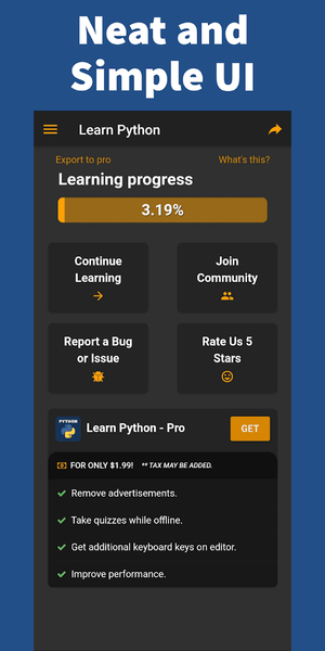 Learn Python - عکس برنامه موبایلی اندروید