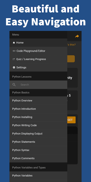 Learn Python - عکس برنامه موبایلی اندروید