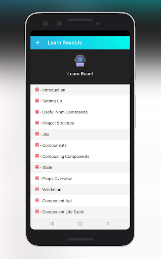 Learn React Offline - ReactDev - Image screenshot of android app