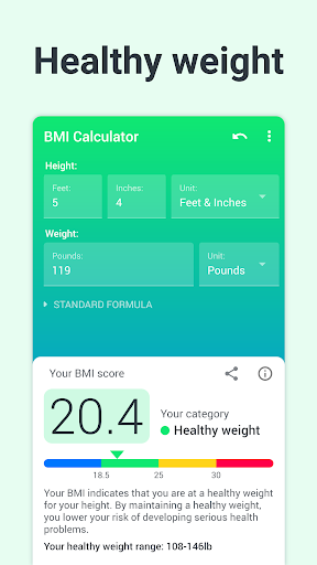 BMI Calculator Body Mass Index - عکس برنامه موبایلی اندروید