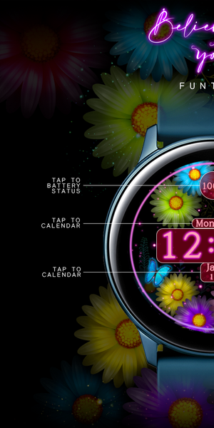 Neon Flower_Watchface - عکس برنامه موبایلی اندروید