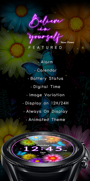 Neon Flower_Watchface - Image screenshot of android app
