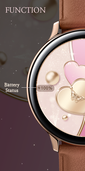 Pink and Gold Heart_Watchface - Image screenshot of android app