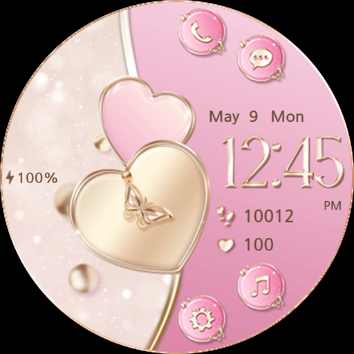 Pink and Gold Heart_Watchface - Image screenshot of android app