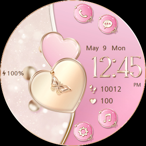 Pink and Gold Heart_Watchface - Image screenshot of android app